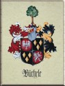 Familienwappen auf Pergamentpapier.