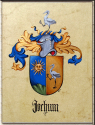 Familienwappen auf Pergamentpapier.