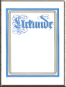Urkunde weiß mit Gold und Blau. Größe: A3