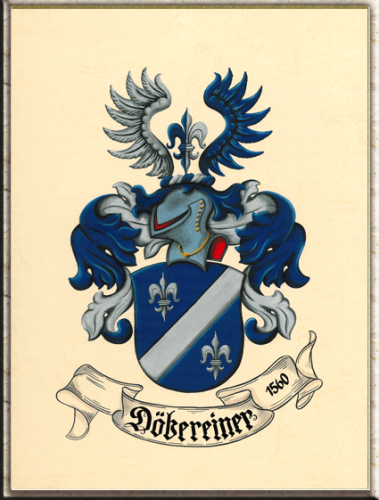 Familienwappen auf Pergamentpapier.