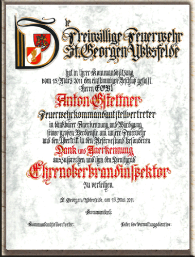 Urkunden Ehrenkommandant