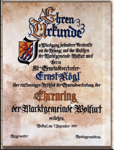 Ehrenringurkunde