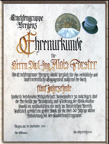 Urkunde von Hand geschrieben mit Logo oder Bild.